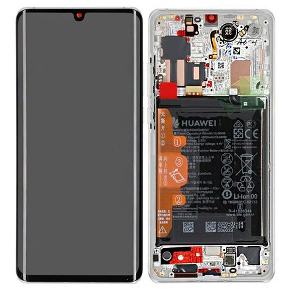 Huawei P30 Pro (VOG-L29)/P30 Pro New Edition (VOG-L29) LCD Display + Touchscreen + Frame - 02353FUR - White