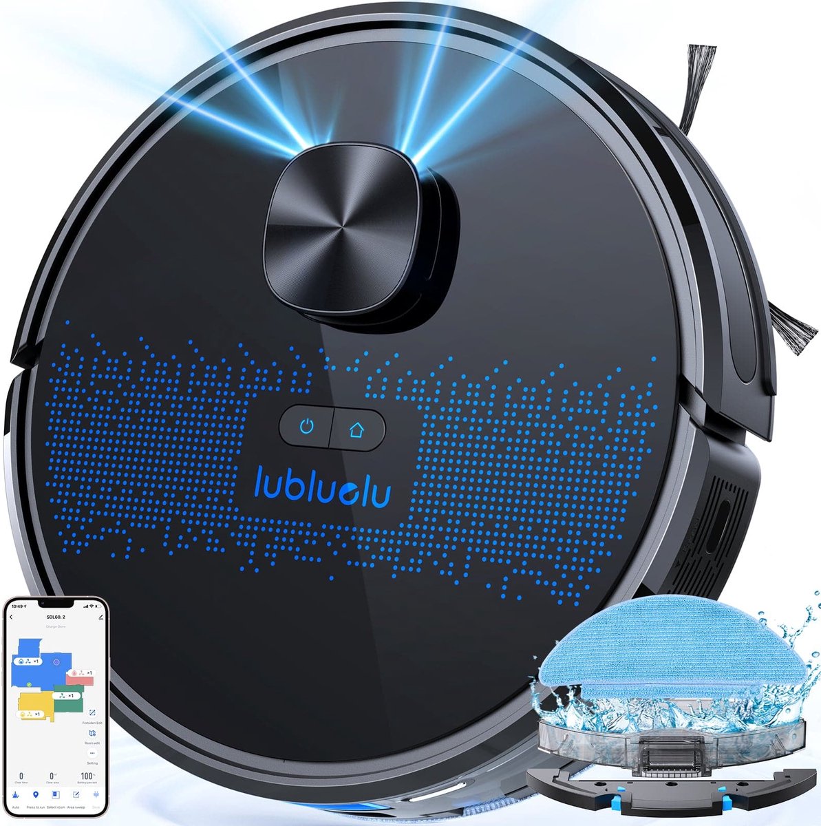 Lubluelu SL60D - LDS9.0 Lidar Navigation Robotic Vacuum Cleaner - Piano Black
