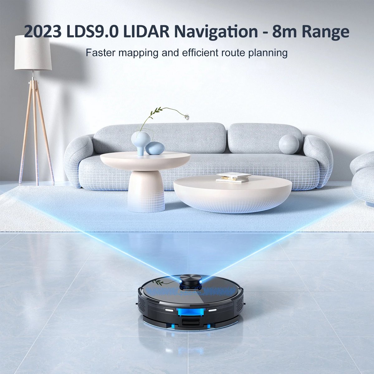 Lubluelu SL60D - LDS9.0 Lidar Navigation Robotic Vacuum Cleaner - Piano Black