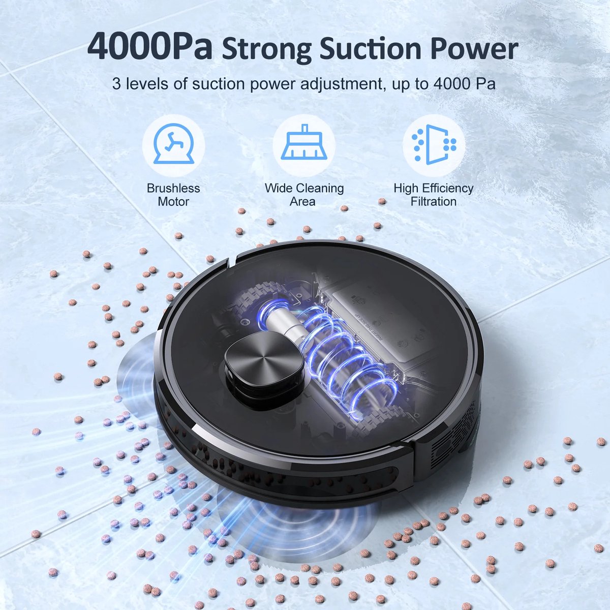 Lubluelu SL60D - LDS9.0 Lidar Navigation Robotic Vacuum Cleaner - Piano Black