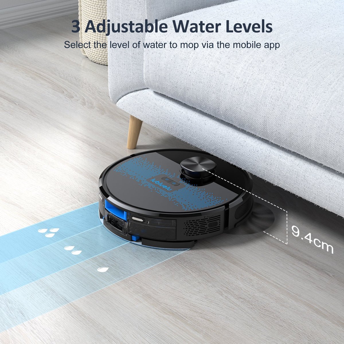 Lubluelu SL60D - LDS9.0 Lidar Navigation Robotic Vacuum Cleaner - Piano Black