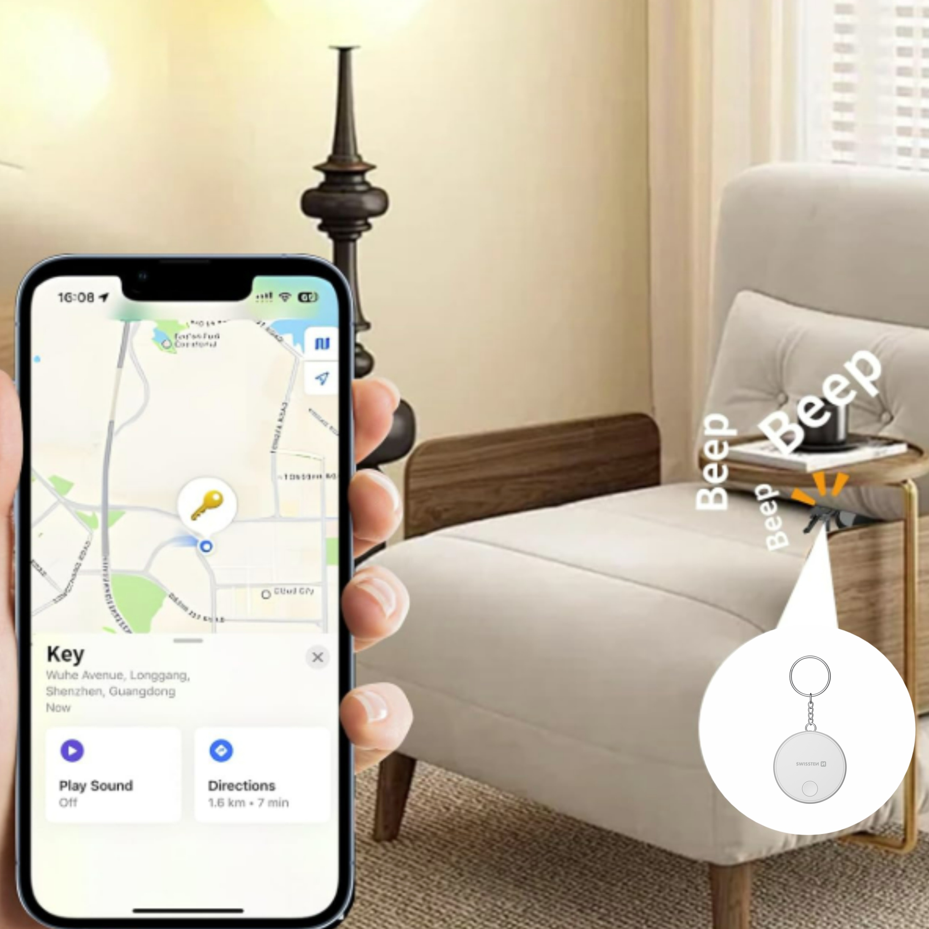 Swissten FindTAG GPS Locator - 20114003 - White