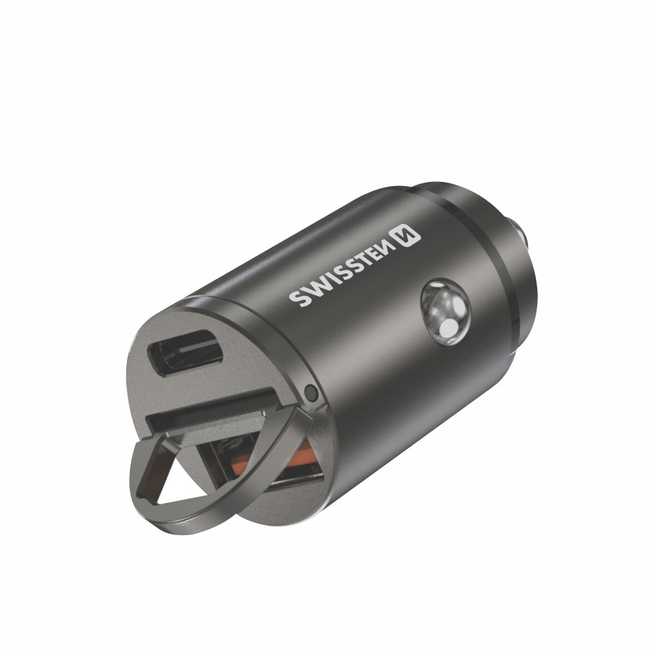 Swissten Power Delivery Car Adapter (30W) - 20111780 - With USB-A & USB-C Port - Silver