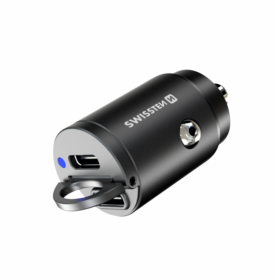 Swissten Dual USB-C Power Delivery (30W) Car Charger - 20111800 - Black-