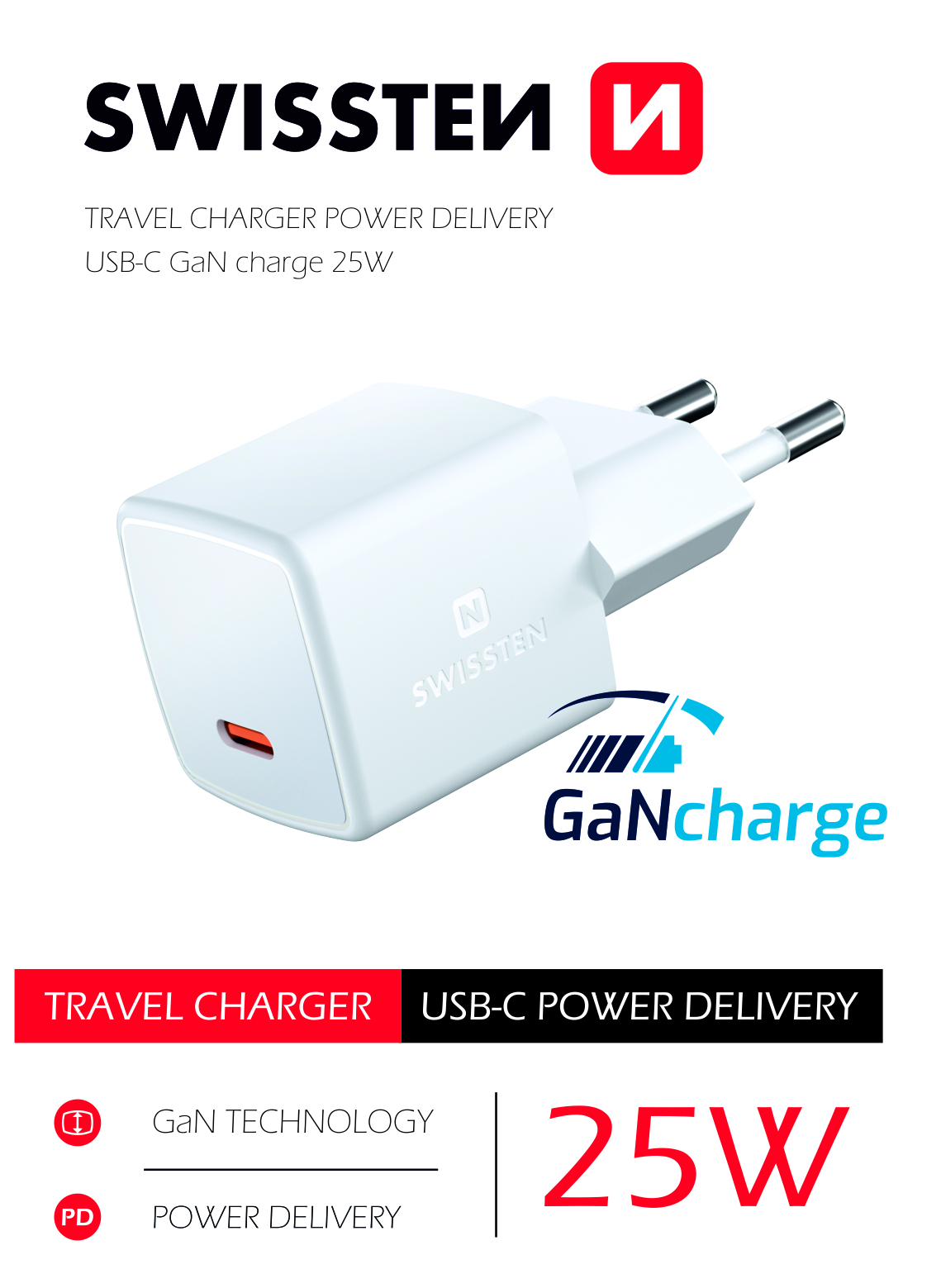 Swissten USB-C Travel Charger (25W) - 22044100 - White