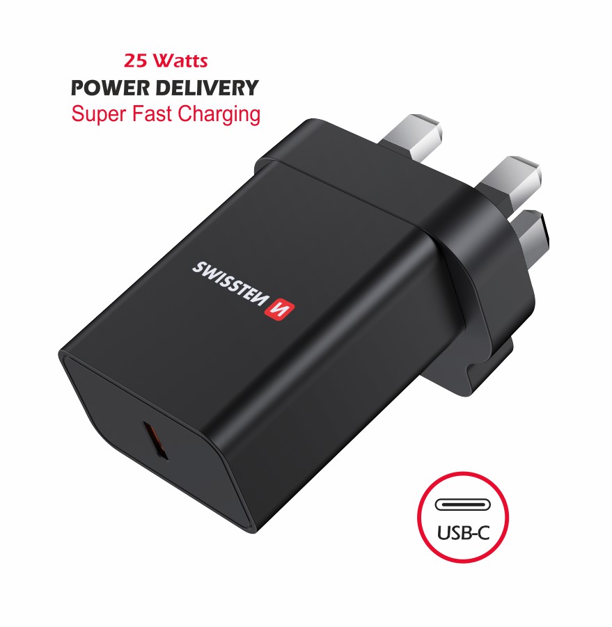Swissten USB-C UK Travel Charger (25W) 22045300