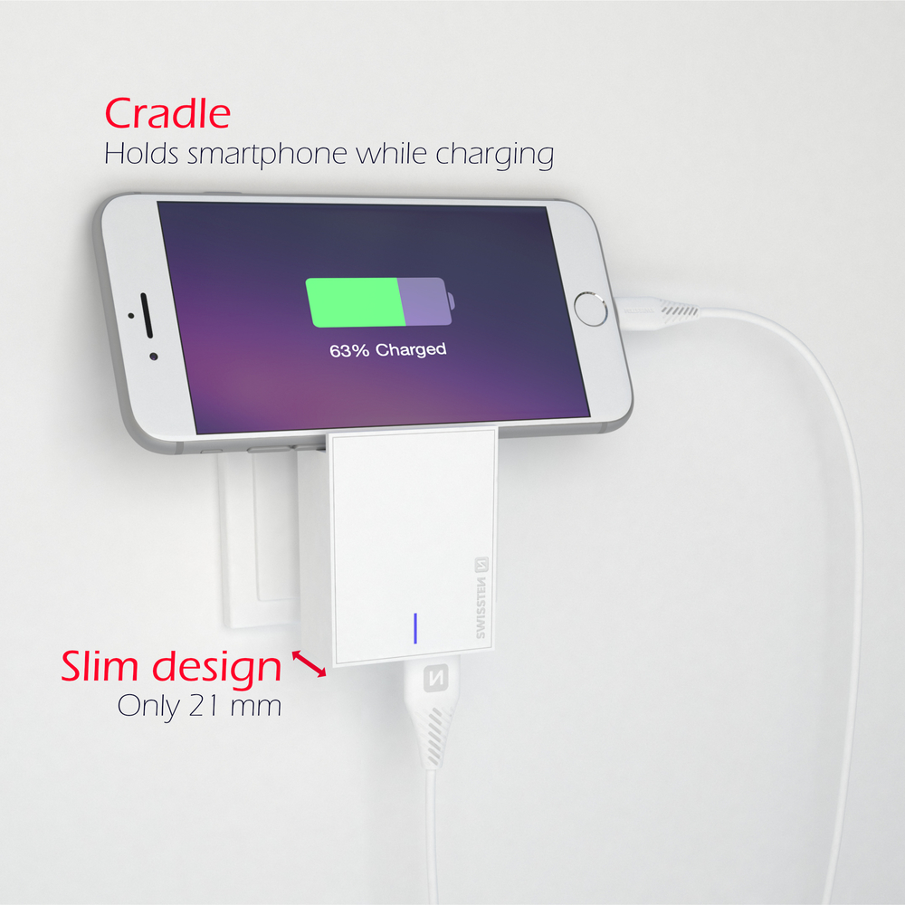 Swissten 3A Dual Travel Charger - 22047000 + Lightning USB Cable - White