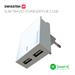 Swissten 3A Dual Travel Charger - 22047000 + Lightning USB Cable - White