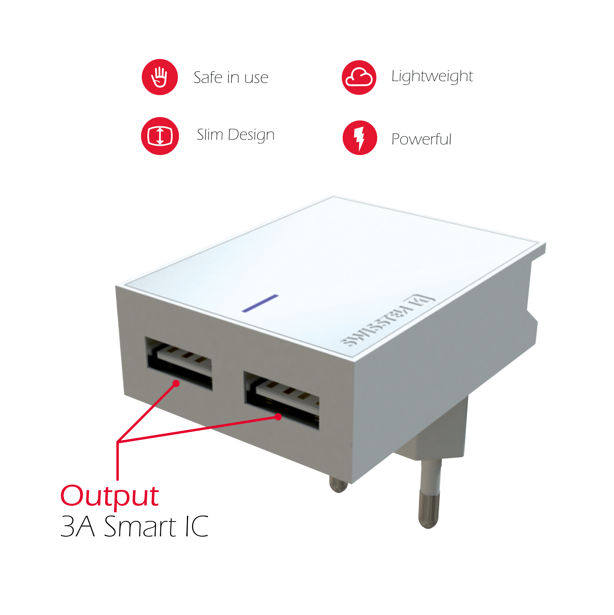 Swissten 3A Dual Travel Charger - 22047000 + Lightning USB Cable - White