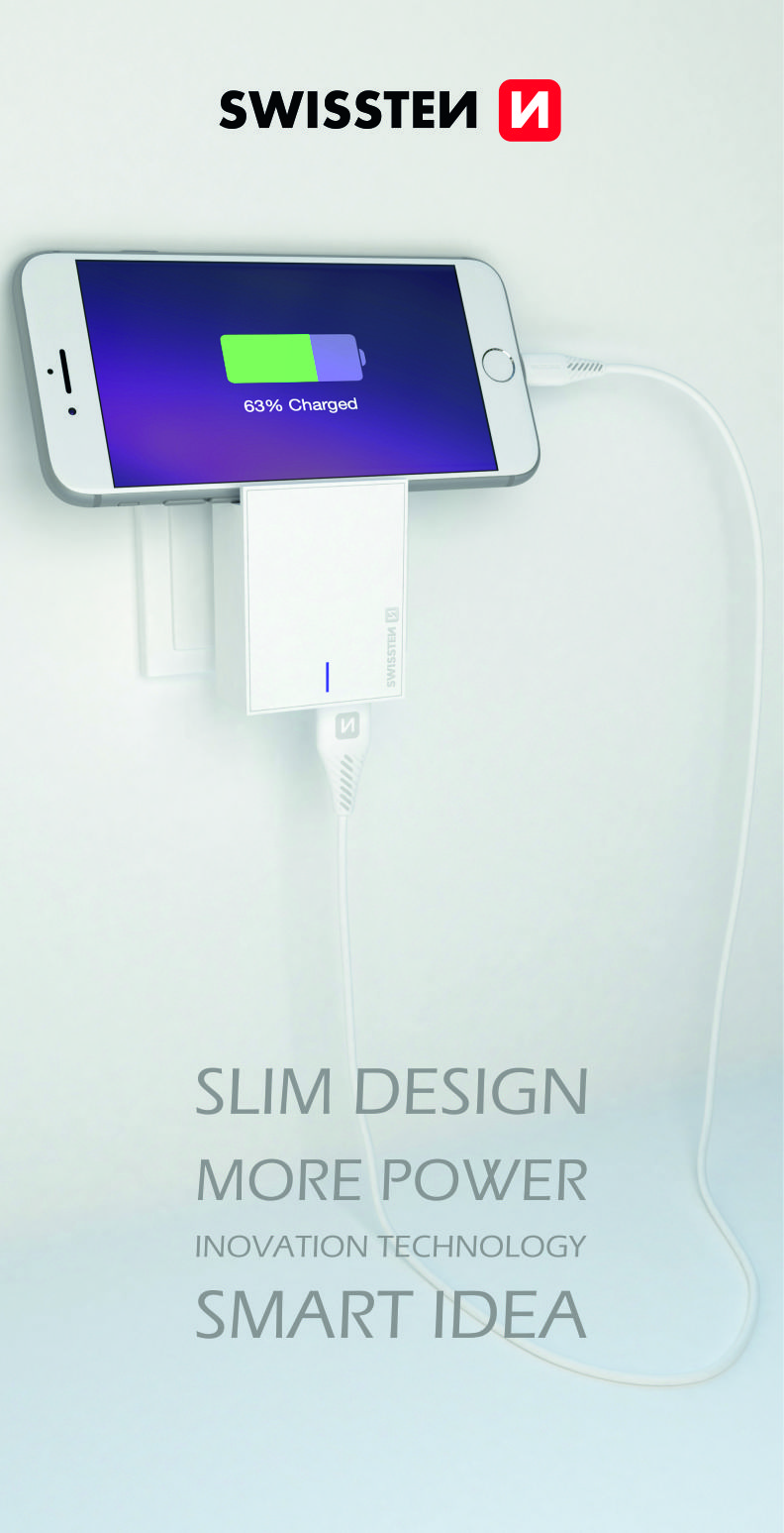 Swissten Slim Travel Charger (23W) - 22049600 - White