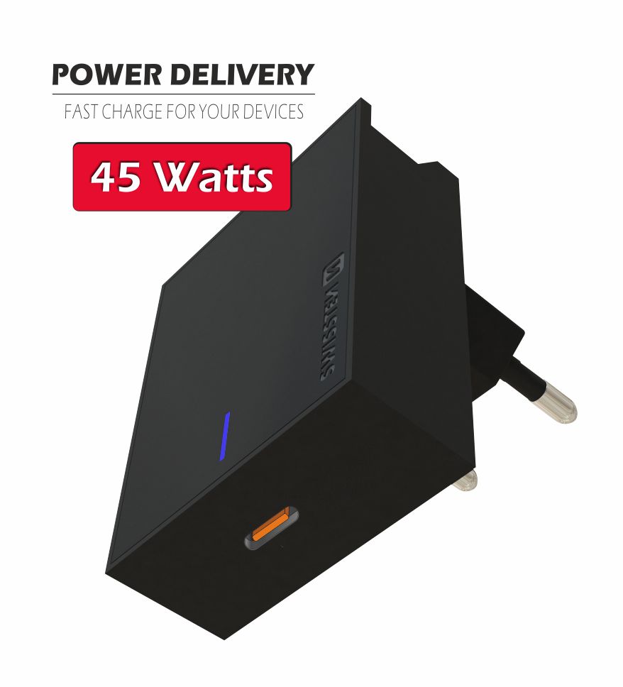 Swissten USB-C Travel Charger (45W) - 22050300 - Black