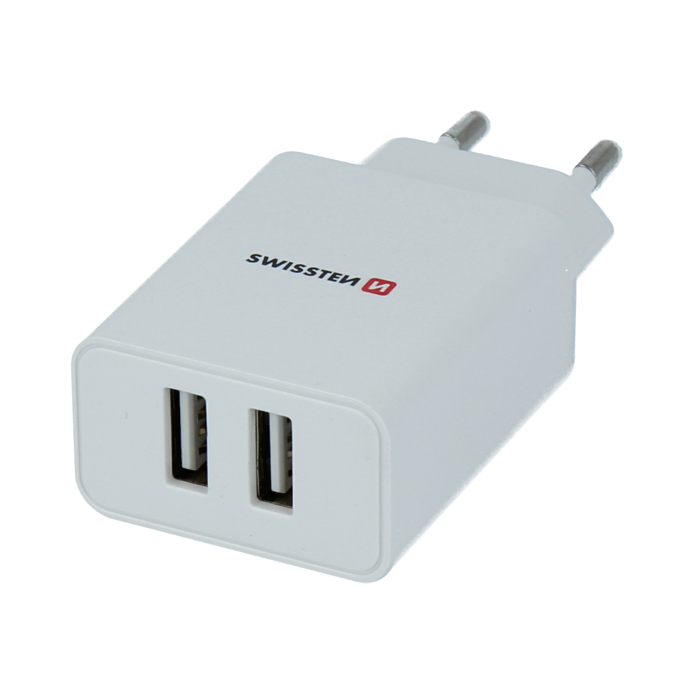 Swissten 2.1A Dual Port Travel Charger (10.5W) - 22051000 + Micro USB Cable - White