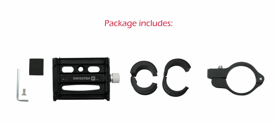 Swissten BC2 Aluminum Bike Holder - 65010406 - Up to Phones for 7.0" - Black