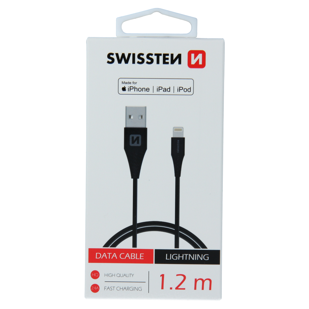 Swissten MFI Lightning Cable - 71526500 - 1.2m - Black