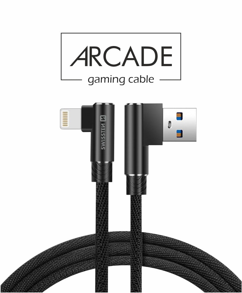 Swissten Arcade Gaming  Lightning Cable - 71527700 - 1.2m - Black