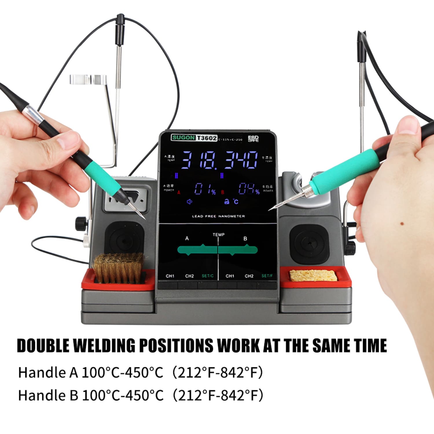 Sugon T3602 - Dual Nano Soldering Rework Station 220V  - With JBC C210 C115 Soldering Tips