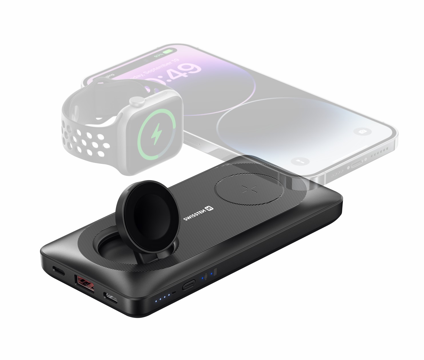 Swissten 10.000 2-in-1 MagSafe & Watch Powerbank - 22013973 - Black