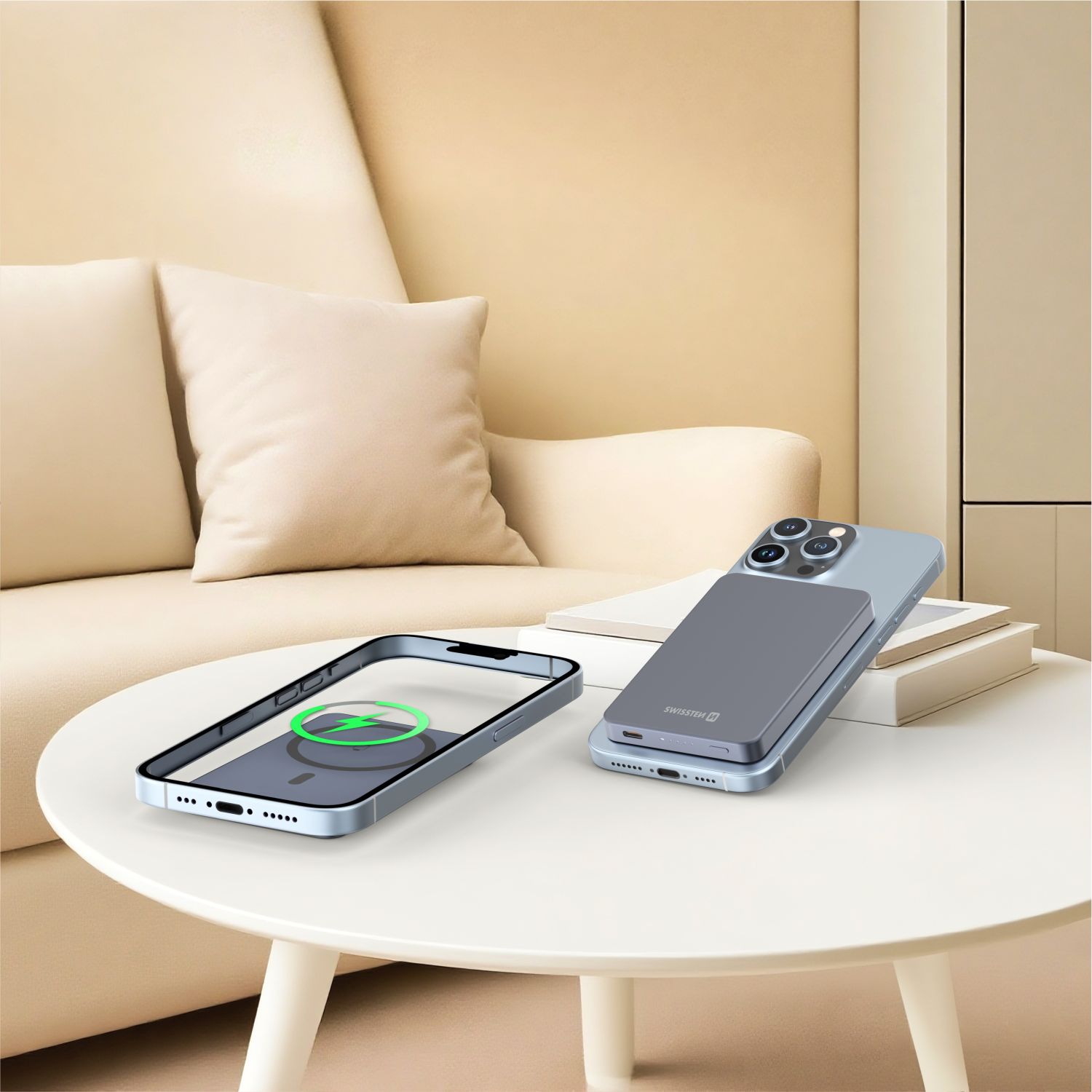 Swissten Fusion MagSafe Powerbank - 22013983 - 10.000 mAh - Silver