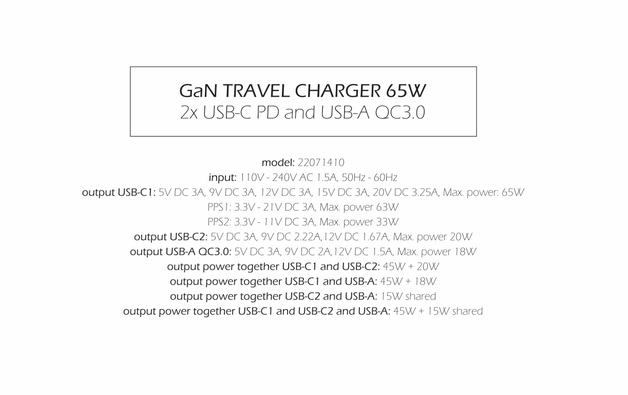 Swissten 65W 2x UBS-C & USB-A Travel Charger - 22071410 - Black
