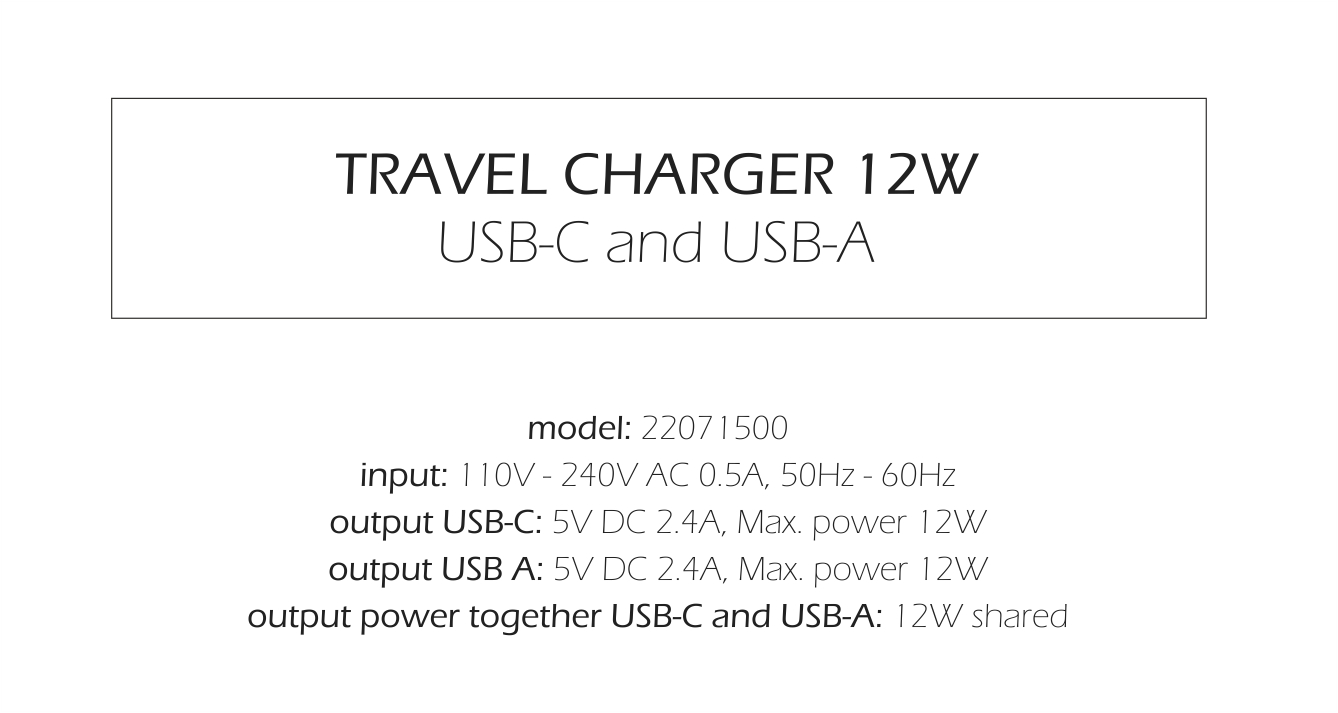 Swissten 12W UBS-A & USB-C Travel Charger - 22071510 - Black