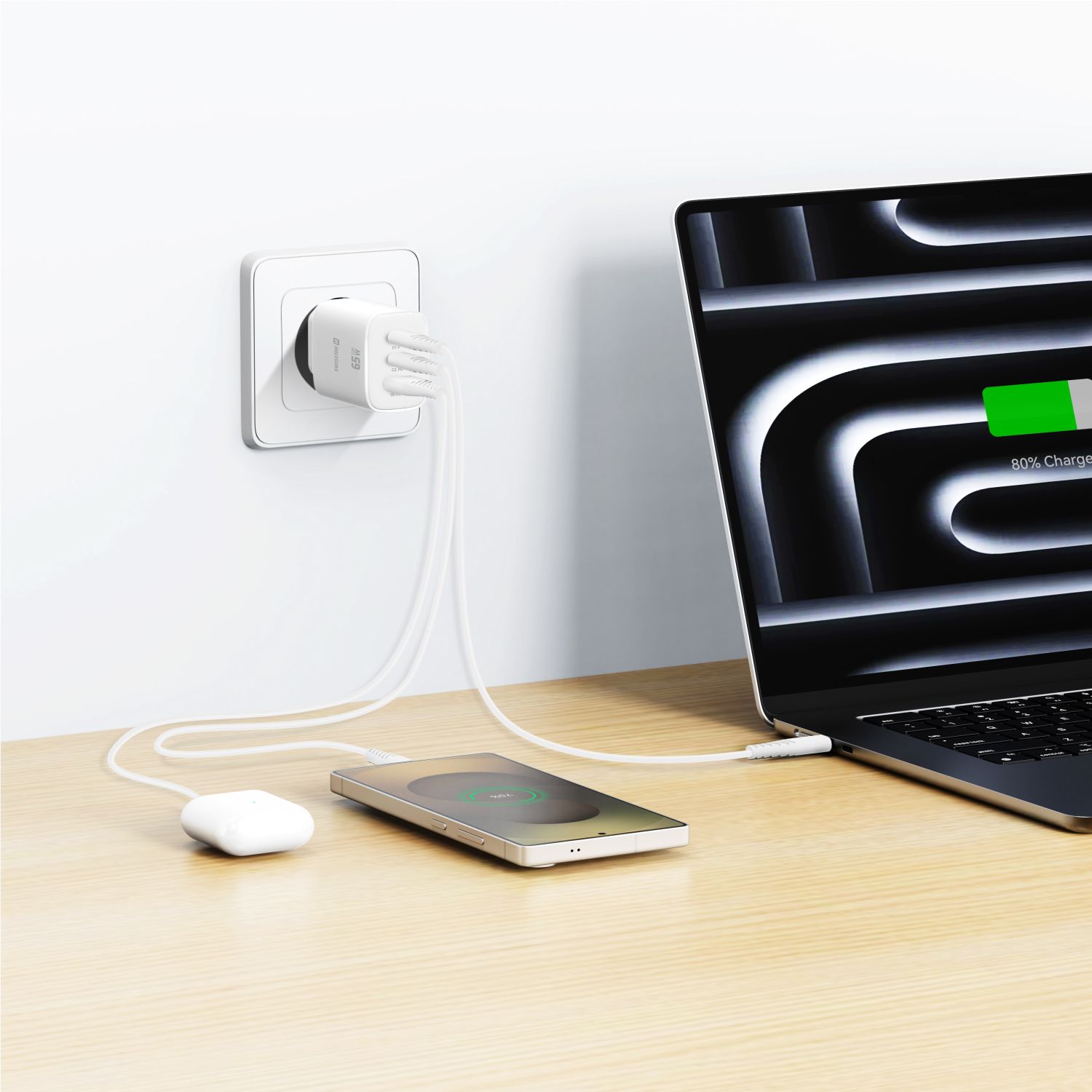 Swissten 65W oplader - USB-C - White