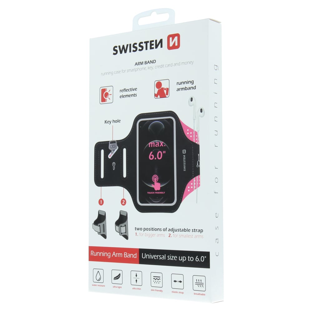 Swissten Armband Case - 32903600 - Up to Phones for 6.0" - Pink