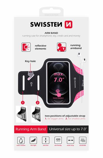 Swissten Armband Case - 32903700 - Up to Phones for 7.0" - Pink