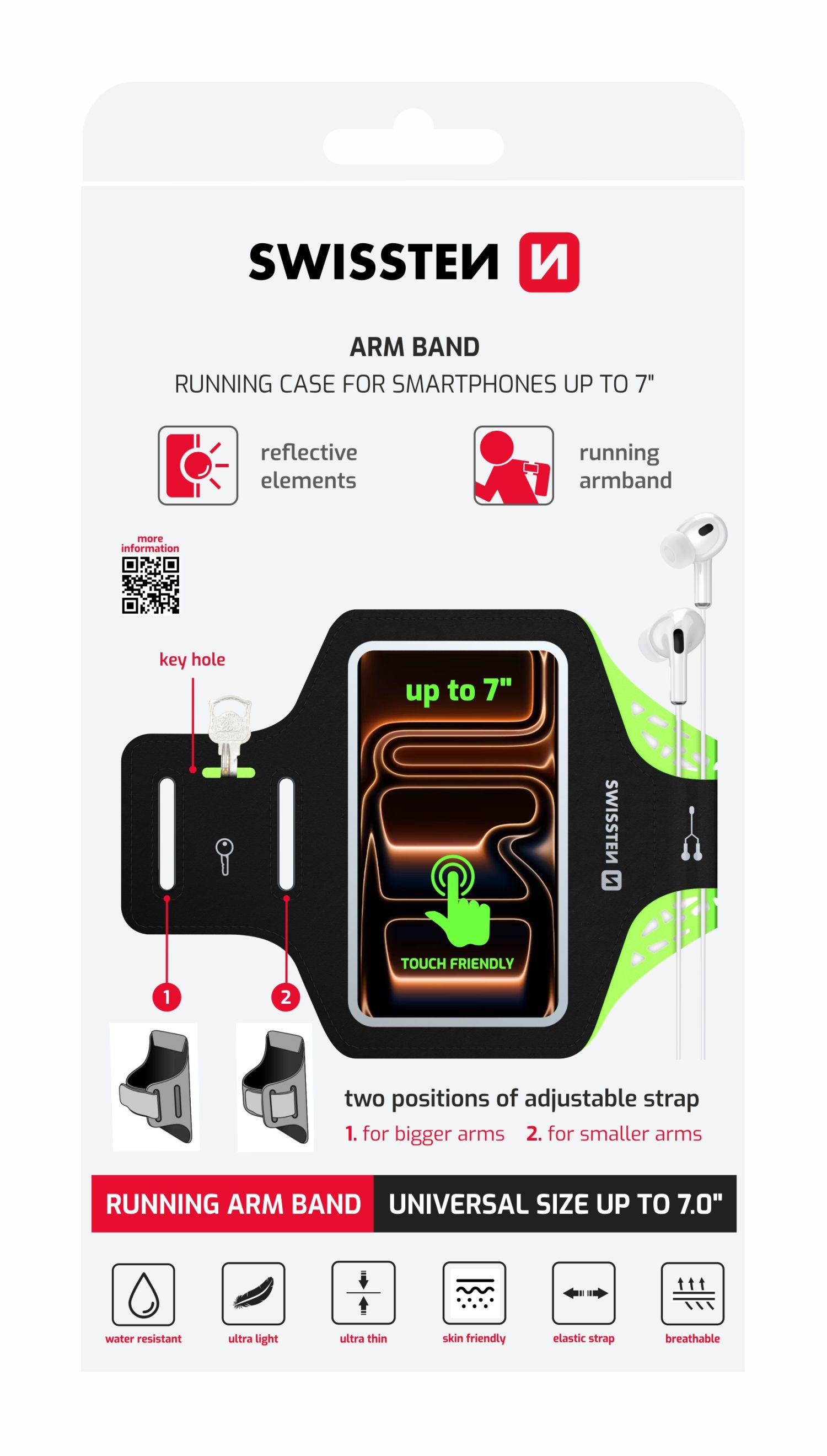 Swissten Armband Case - 32904010 - Up to Phones for 7.0" - Black
