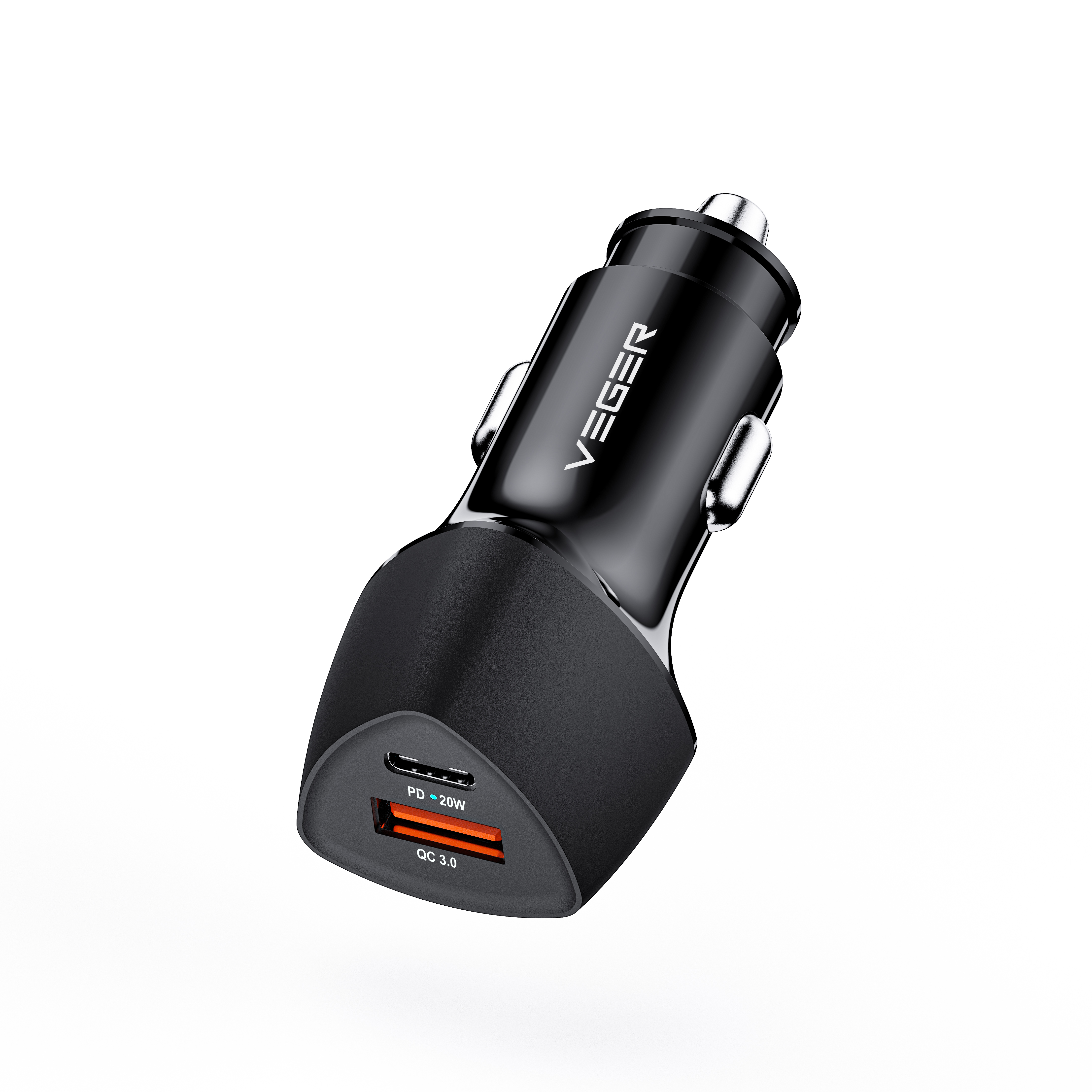 Veger Car Charger - Dual USB PD 38W Fast Charging - Black