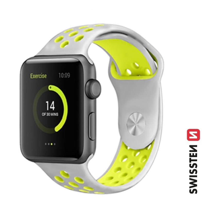 Swissten Apple Watch 42-49mm Sport Silicone Band - 46000613 - Silver
