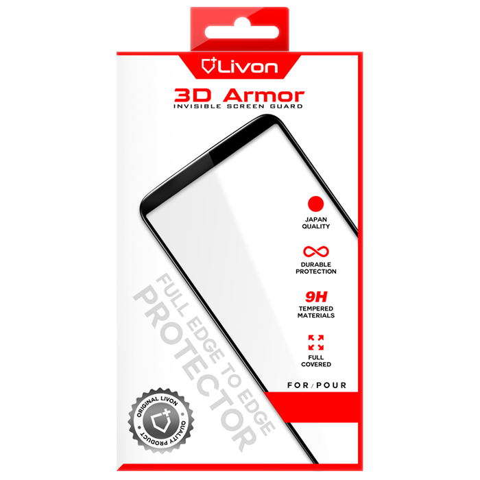 Livon  Samsung SM-A750F Galaxy A7 2018 Tempered Glass 3D Armor - Black