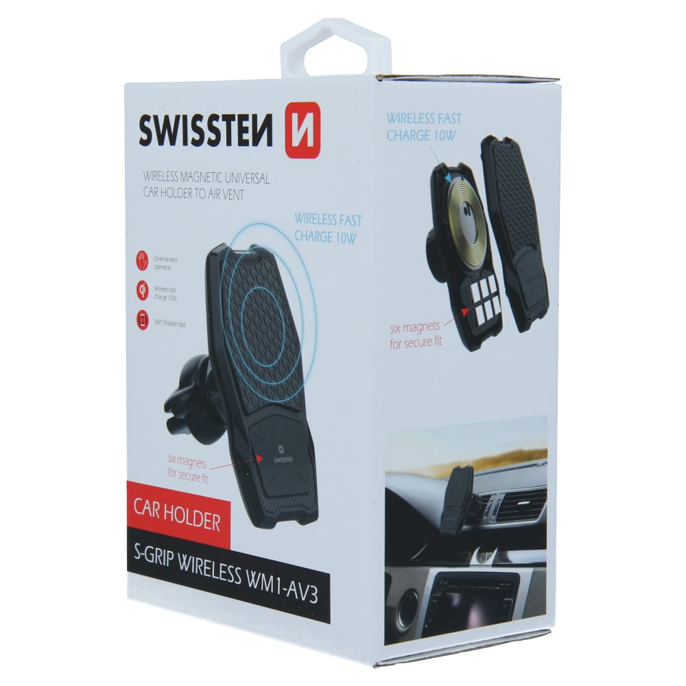 Swissten S-Grip WM1-AV3 Wireless Air Vent Car Holder - 65010603 - Black