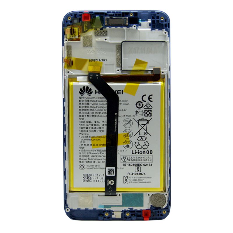 Huawei Honor 6C Pro (JMM-L22) LCD Display + Touchscreen + Frame Incl. Battery and Parts 02351NRT Blue