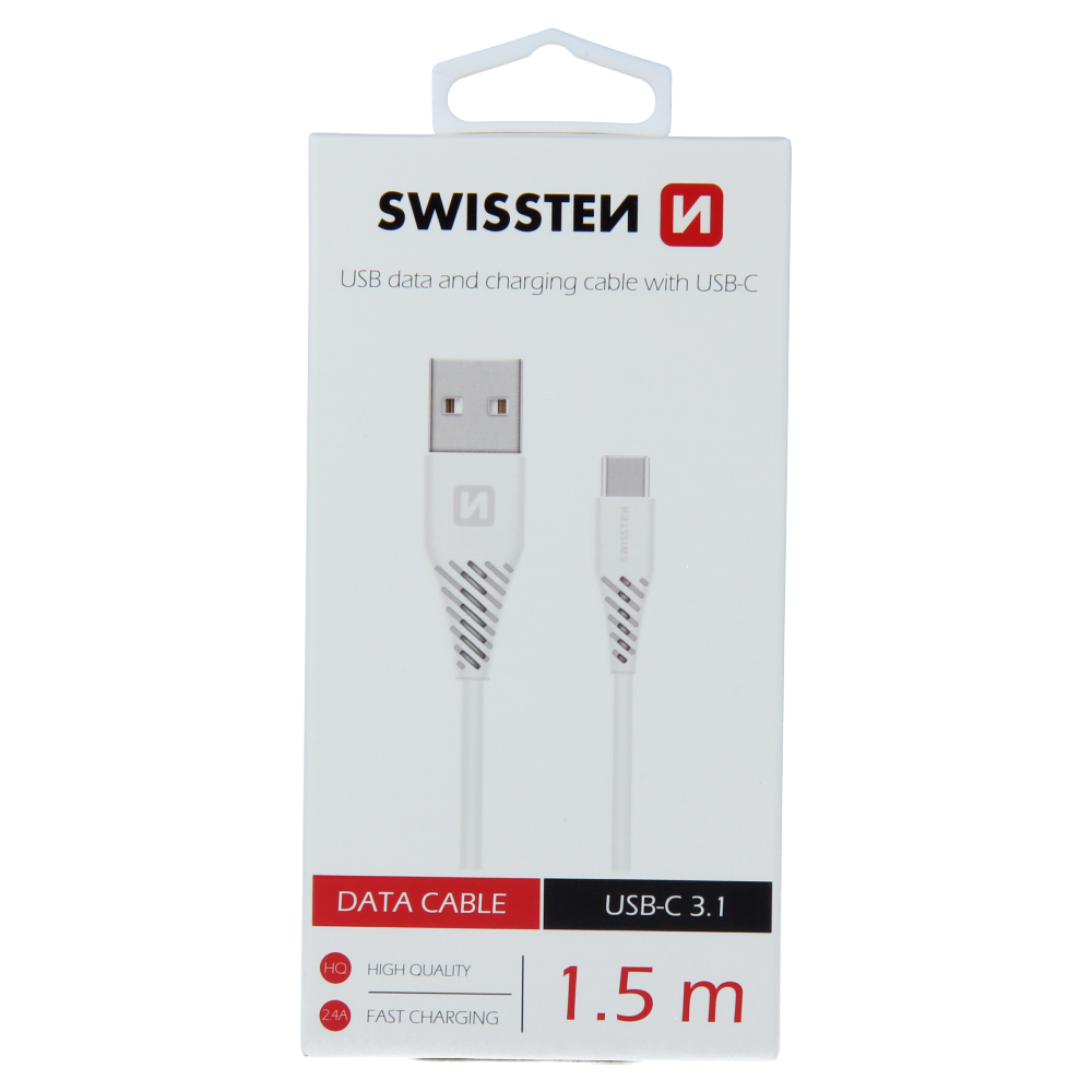 Swissten Type-C USB Cable - 71504400 - 1.5m - 7mm - White
