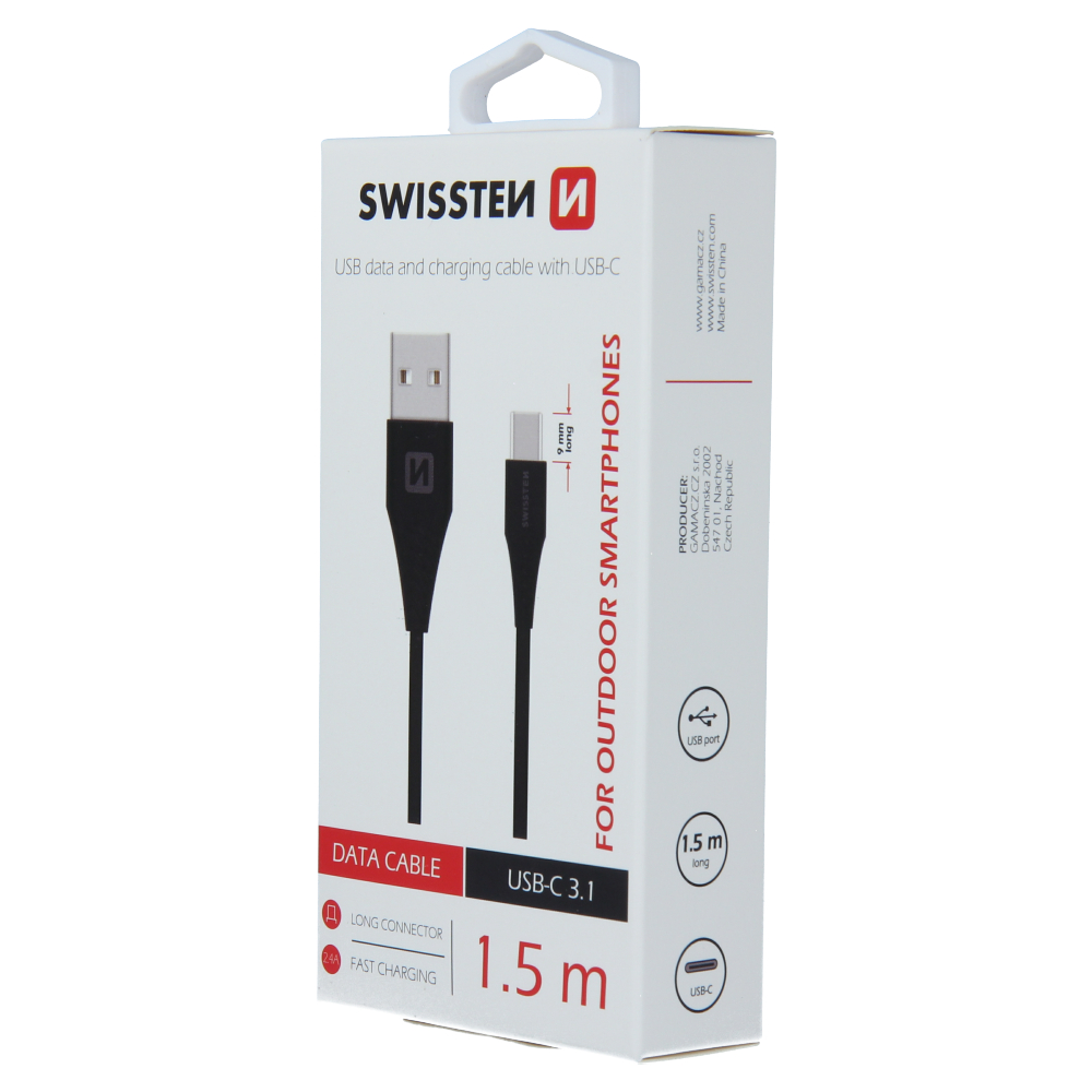 Swissten Outdoor Type-C USB Cable - 71504403 - 1.5m - 9mm - Black