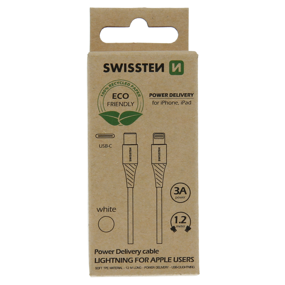 Swissten Type-C USB Cable To Lightning - 71505301ECO - 1.2m - Eco Packing - White