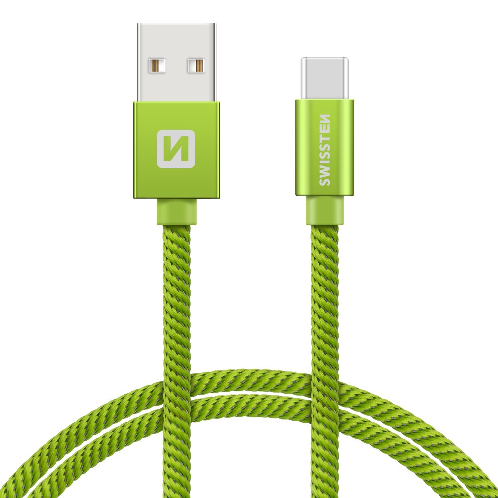 Swissten Textile Type-C USB Cable - 71521307 - 2m - Green