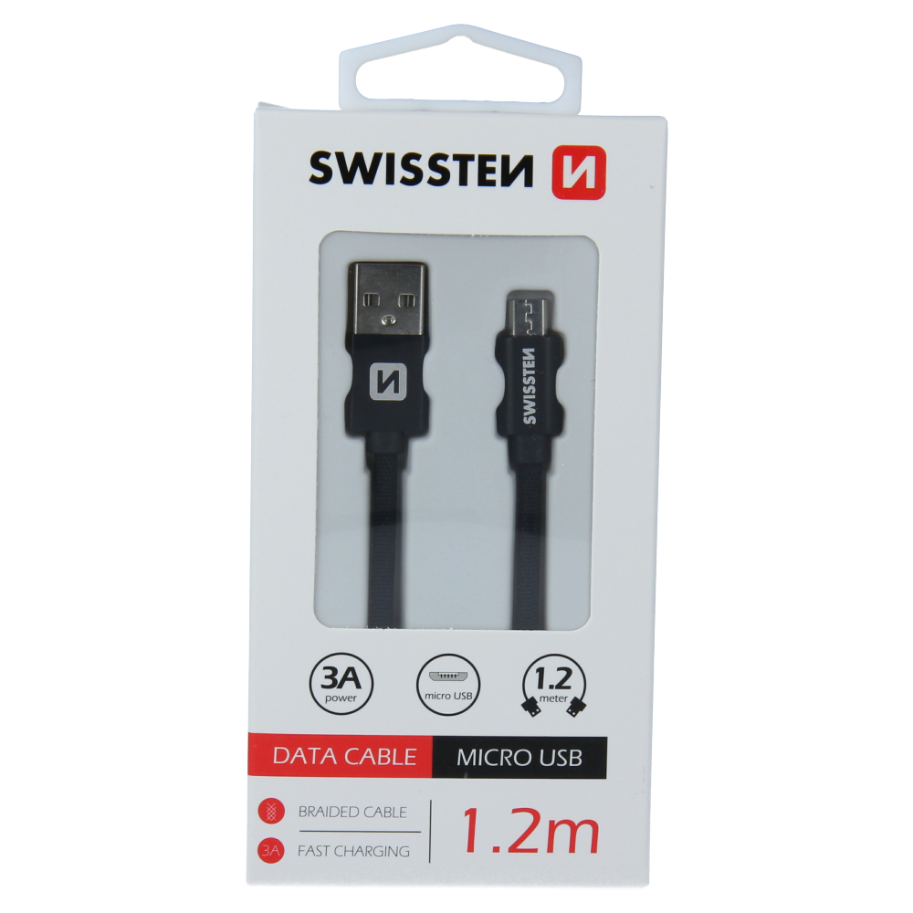 Swissten Textile Micro USB Cable - 71522201 - 1.2m - Black
