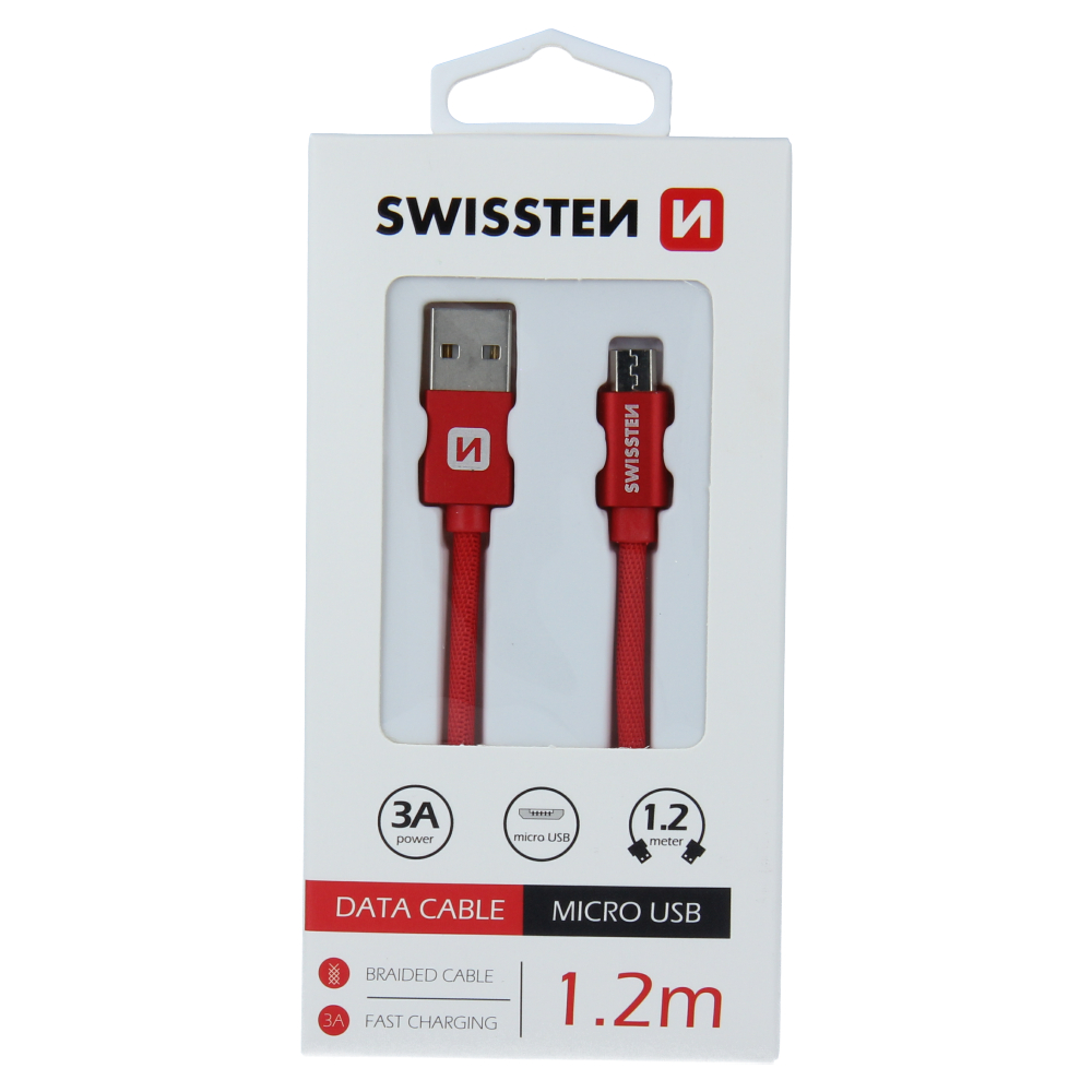 Swissten Textile Micro USB Cable - 71522206 - 1.2m - Red