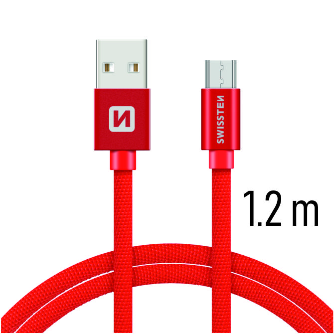 Swissten Textile Micro USB Cable - 71522206 - 1.2m - Red