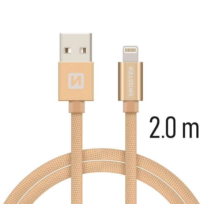 Swissten Textile Lightning Cable - 71523304 - 2m - Gold