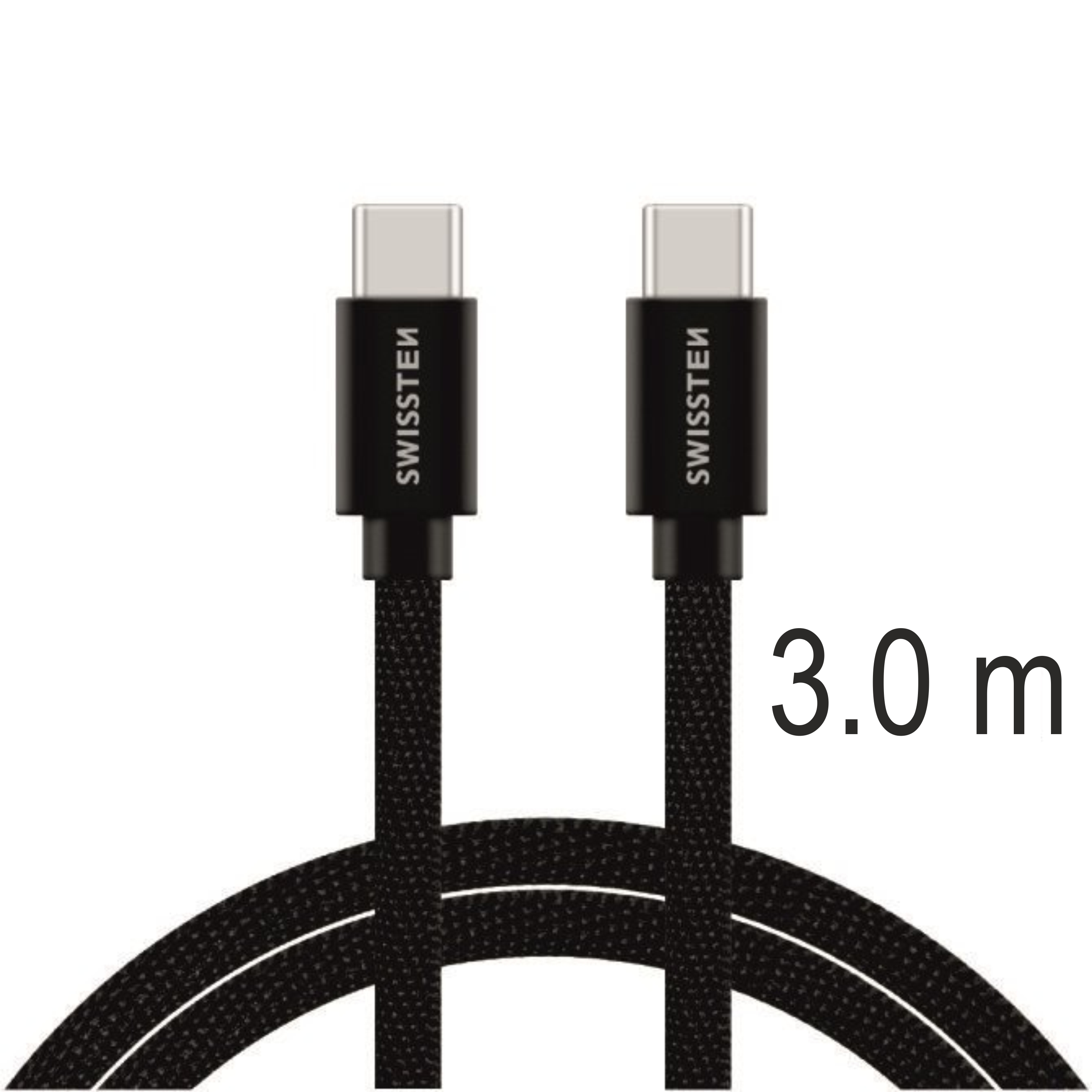 Swissten Textile USB-C Cable - 71527210 - 3.0m - Black
