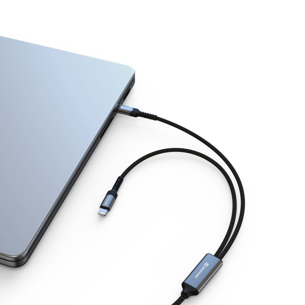 Swissten Textile 2-in-1 USB-C + Lightning Cable (100W) - 72501202 - 1.5 Meter