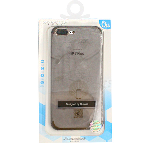 Oucase Apple iPhone 7 Plus/iPhone 8 Plus TPU Case Good Reputation Series - Through Black/Grey