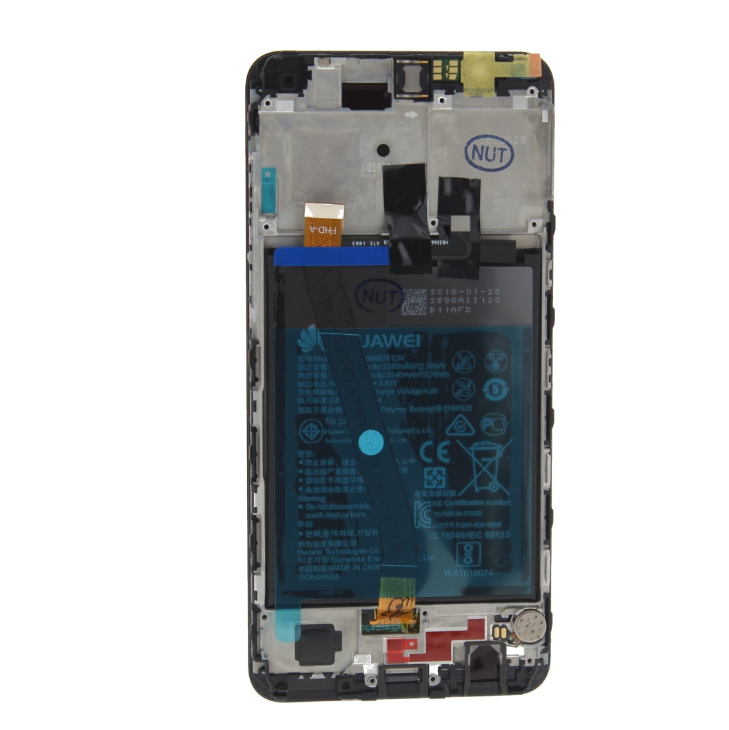 Huawei Honor 7X (BND-L21) LCD Display + Touchscreen + Frame Incl. Battery and Parts 02351PUU/02351TXT Black