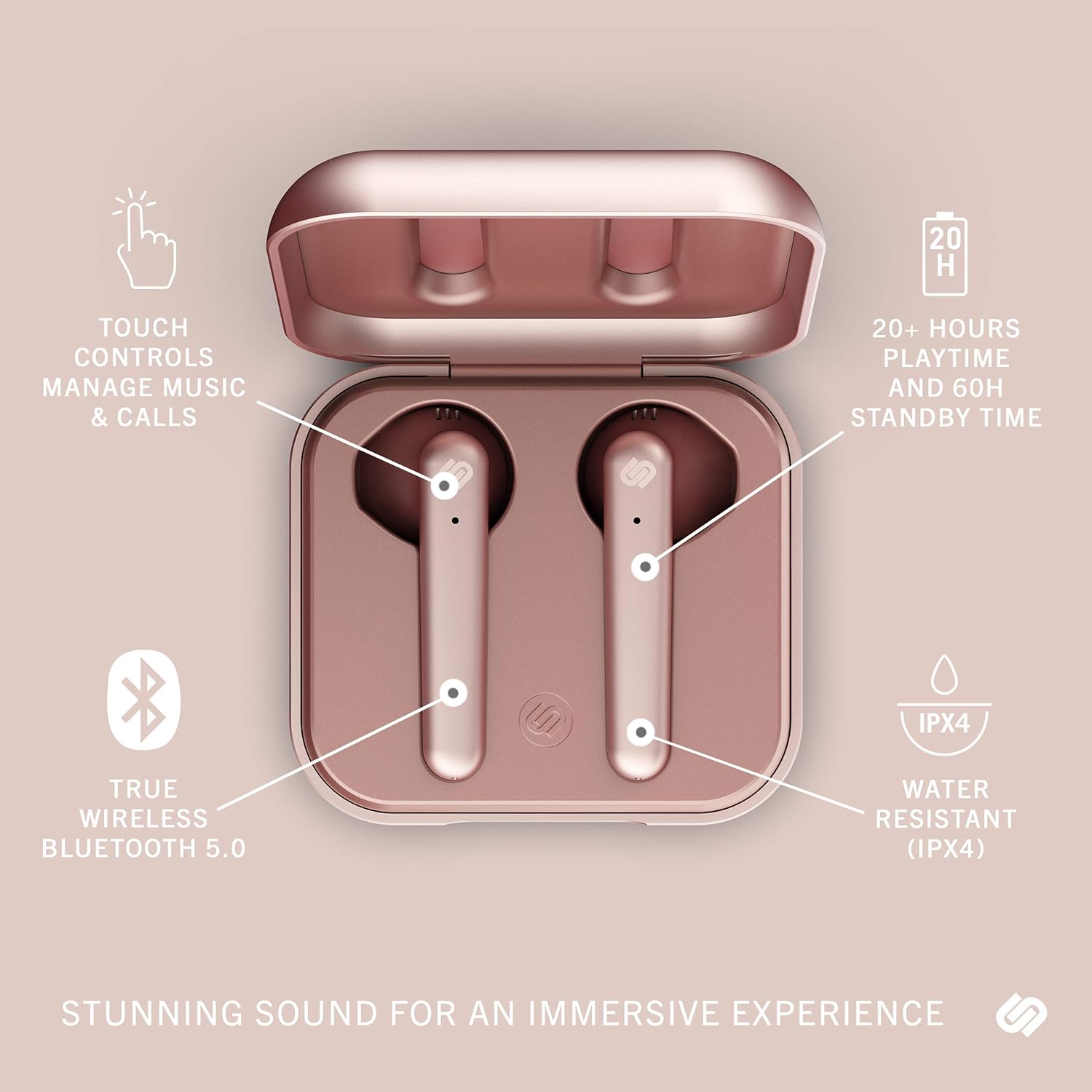 Urbanista Paris Wireless Earphones - Rose Gold
