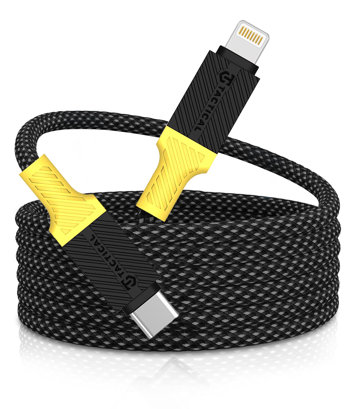 Tactical MagRope USB-C To Lightning Cable - 8596311256516 - 1 Meter - Black/Yellow-