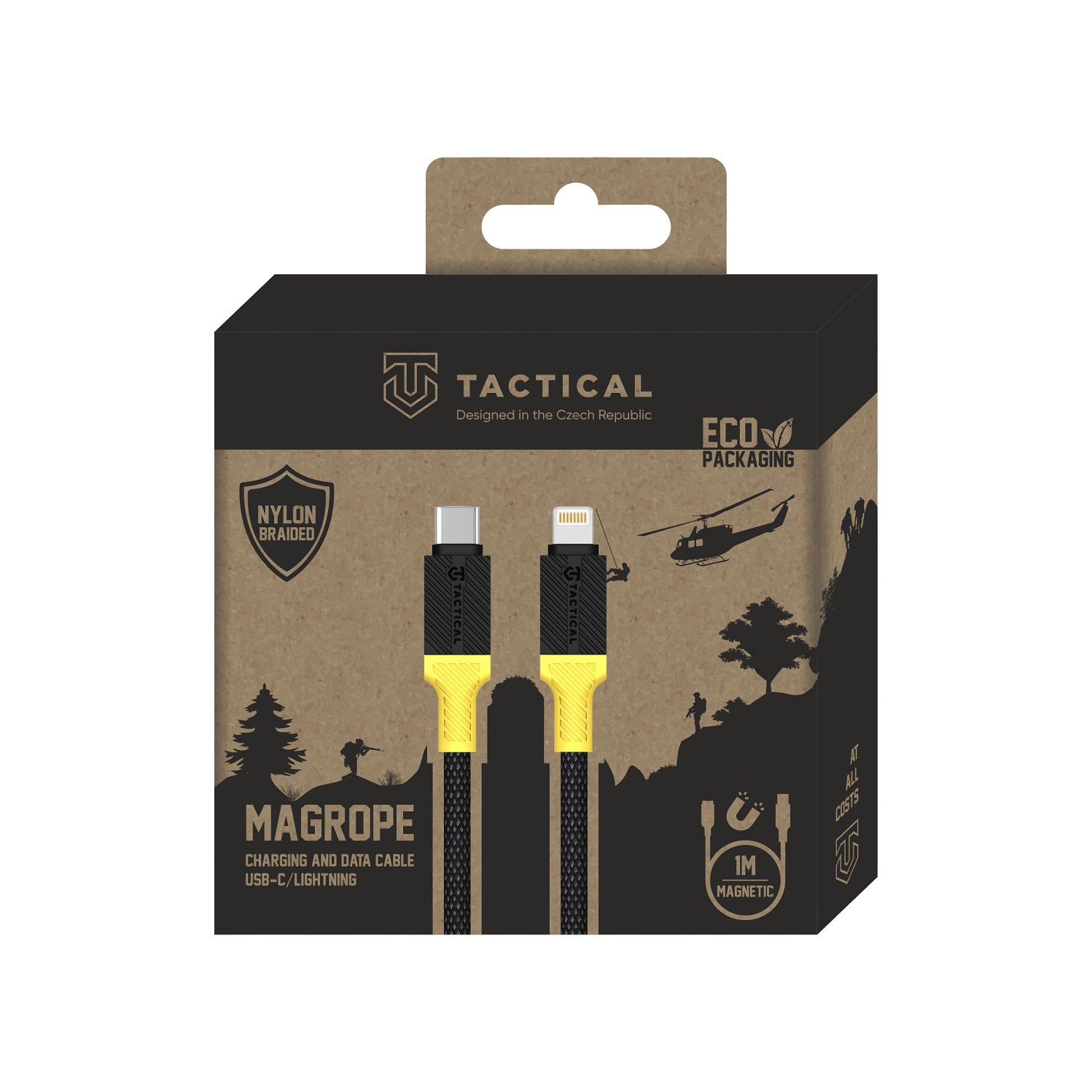 Tactical MagRope USB-C To Lightning Cable - 8596311256516 - 1 Meter - Black/Yellow-