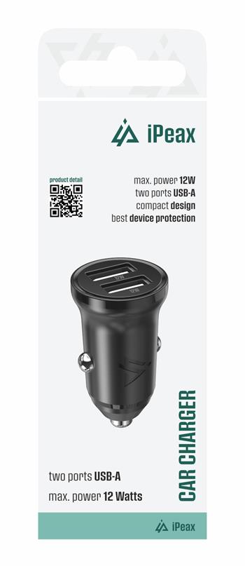 iPeax CL-01 2.4A Dual USB-A Car Charger - 90010121 - Black