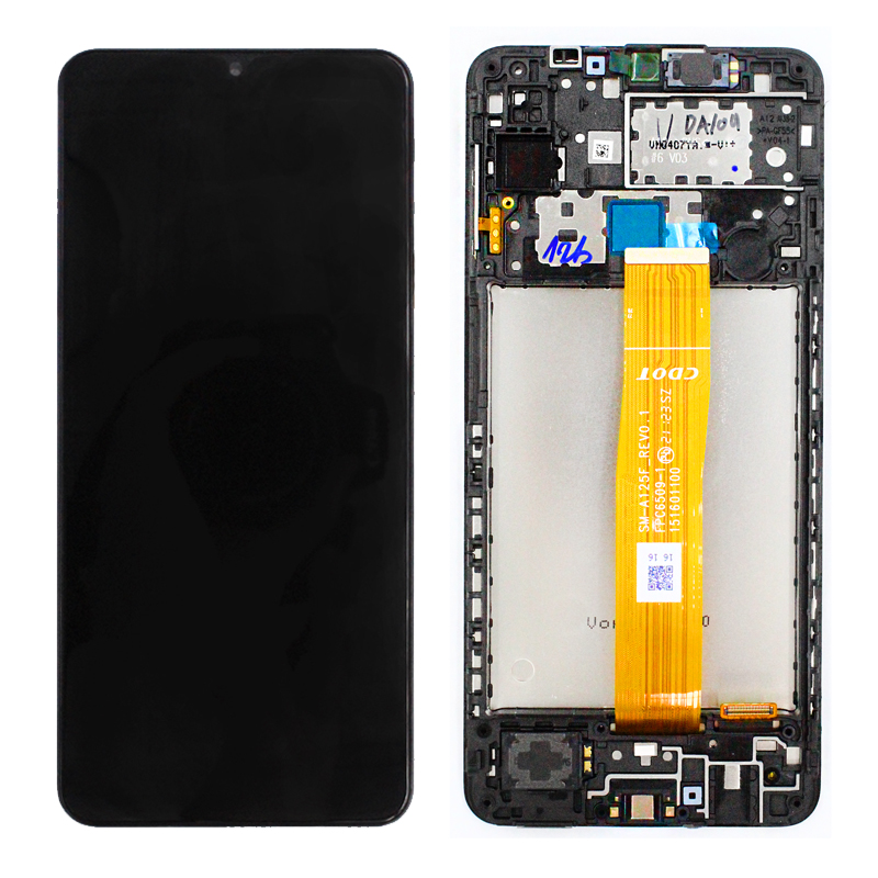 Samsung SM-A125F Galaxy A12 LCD Display + Touchscreen + Frame - GH82-24490A/GH82-24491A - Black